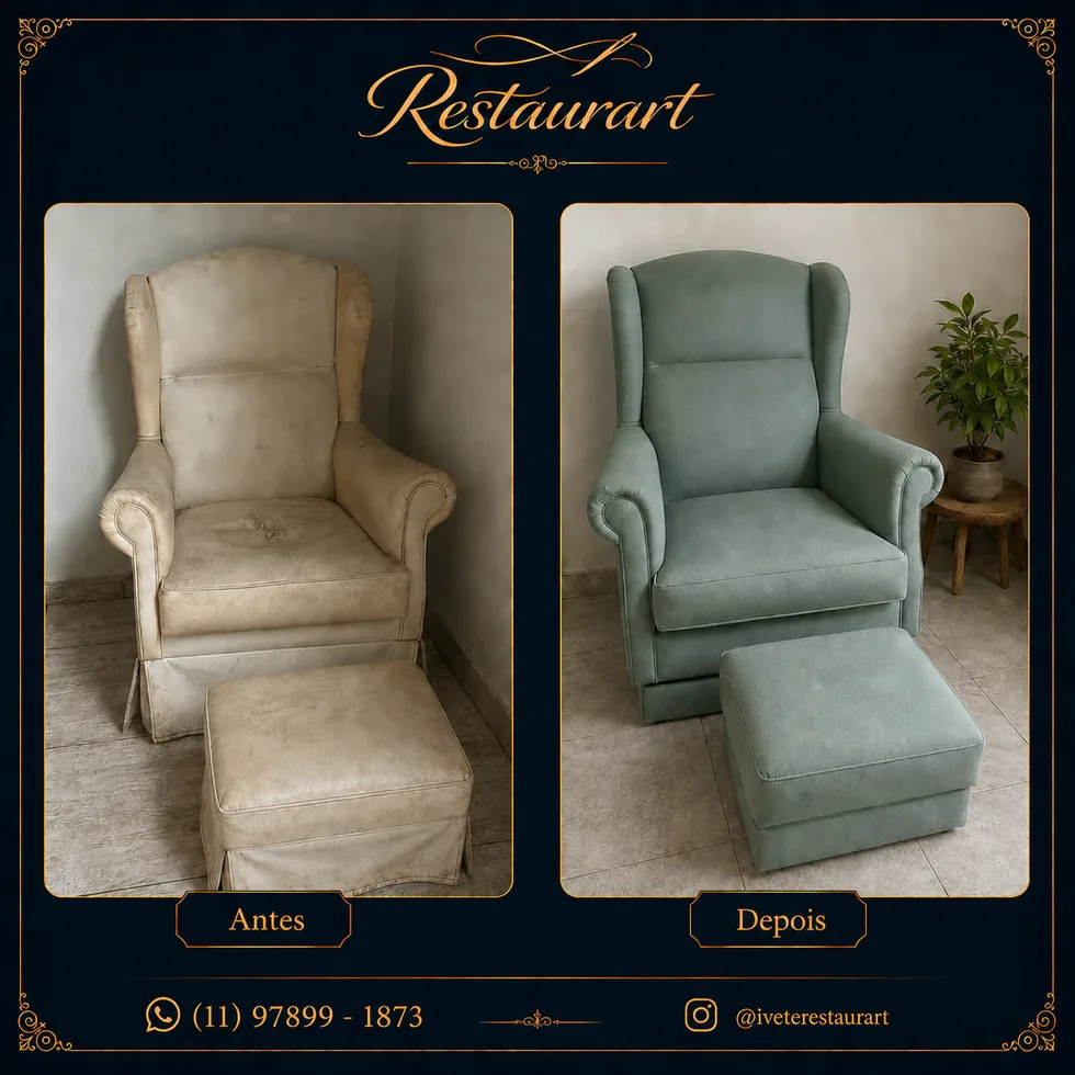 Poltrona clássica restaurada pela Restaurart
